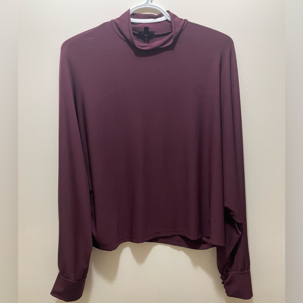 Dynamite Maroon Mock Neck Long Sleeve Blouse Women's Size US Large